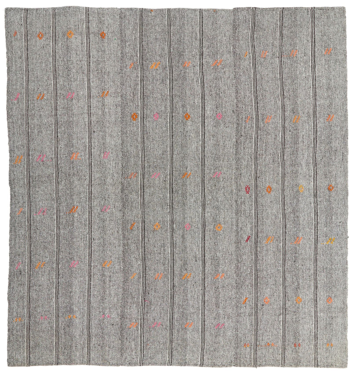 8x8 Gray and Beige Turkish Tribal Rug