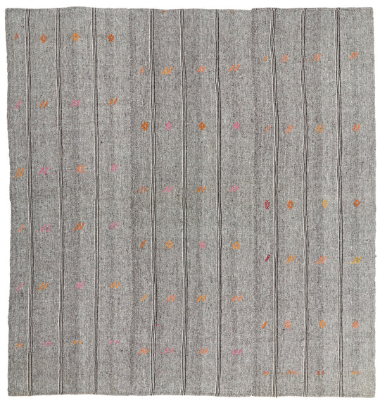 8x8 Gray and Beige Turkish Tribal Rug