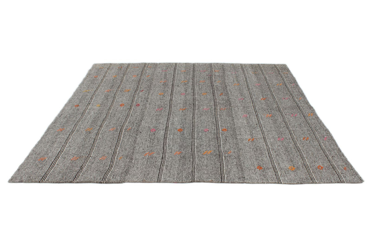 8x8 Gray and Beige Turkish Tribal Rug