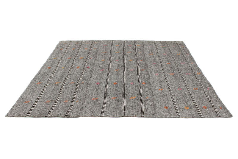 8x8 Gray and Beige Turkish Tribal Rug