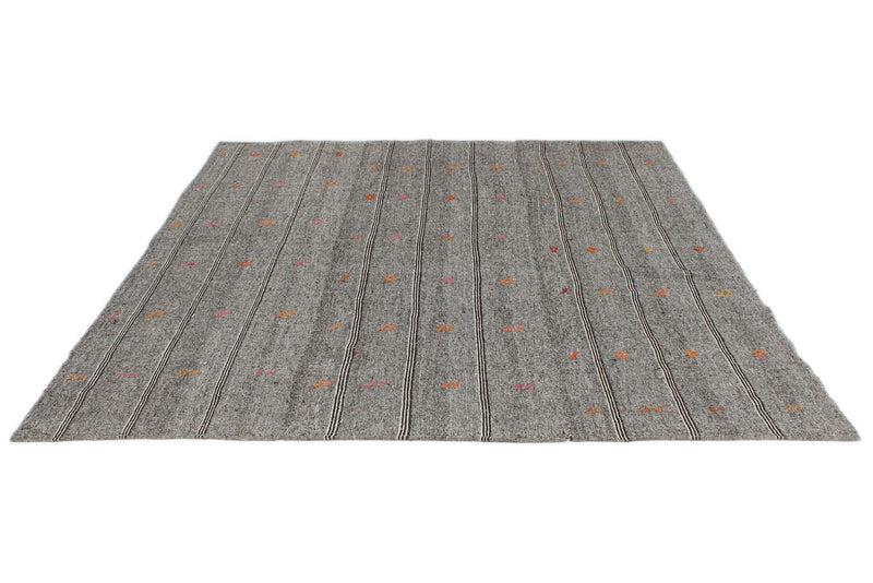 8x8 Gray and Beige Turkish Tribal Rug