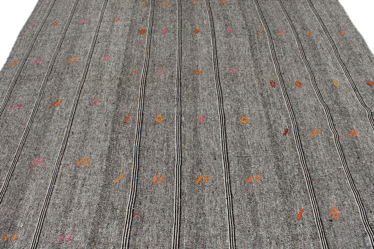 8x8 Gray and Beige Turkish Tribal Rug