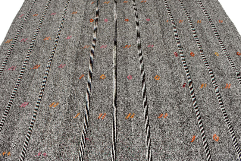 8x8 Gray and Beige Turkish Tribal Rug