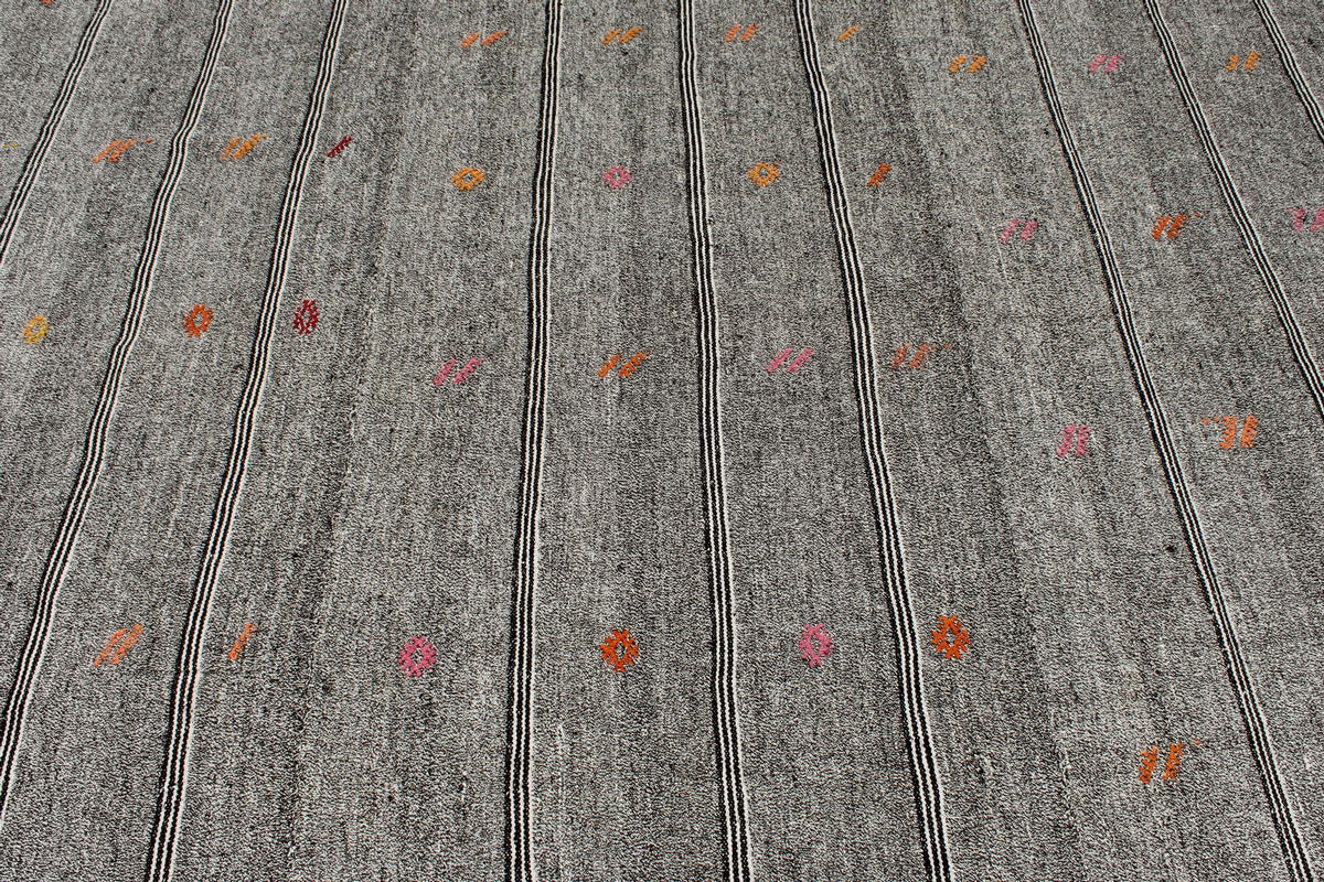 8x8 Gray and Beige Turkish Tribal Rug