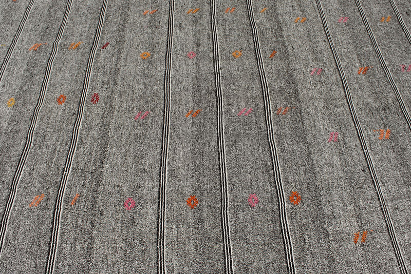 8x8 Gray and Beige Turkish Tribal Rug