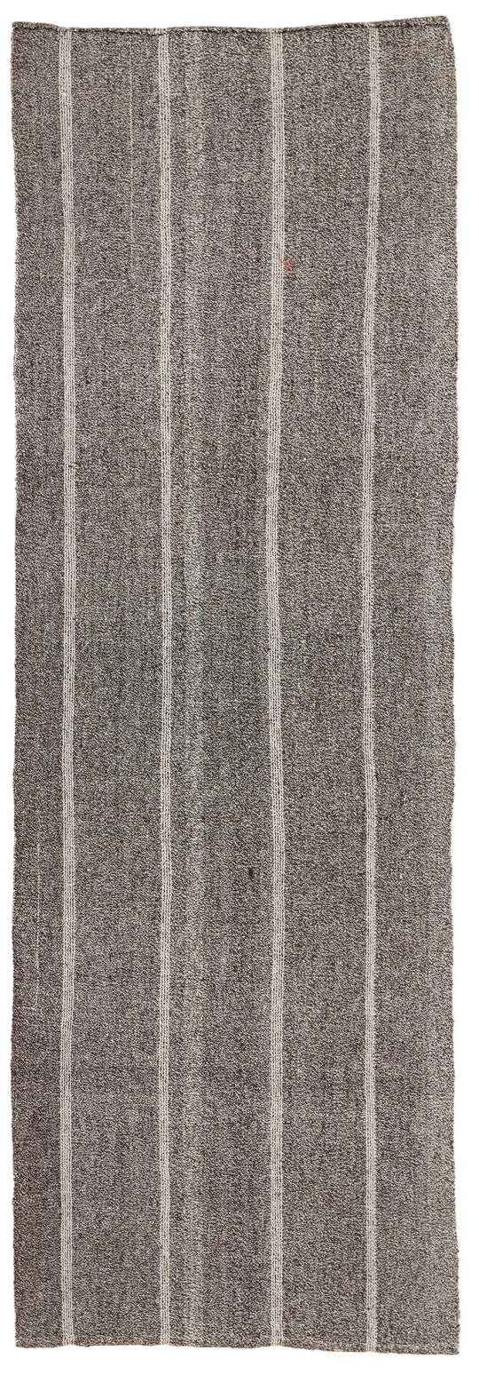 3x10 Brown and Ivory Turkish Tribal Runner