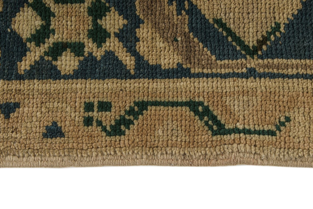 5x10 Blue and Ivory Turkish Tribal Rug
