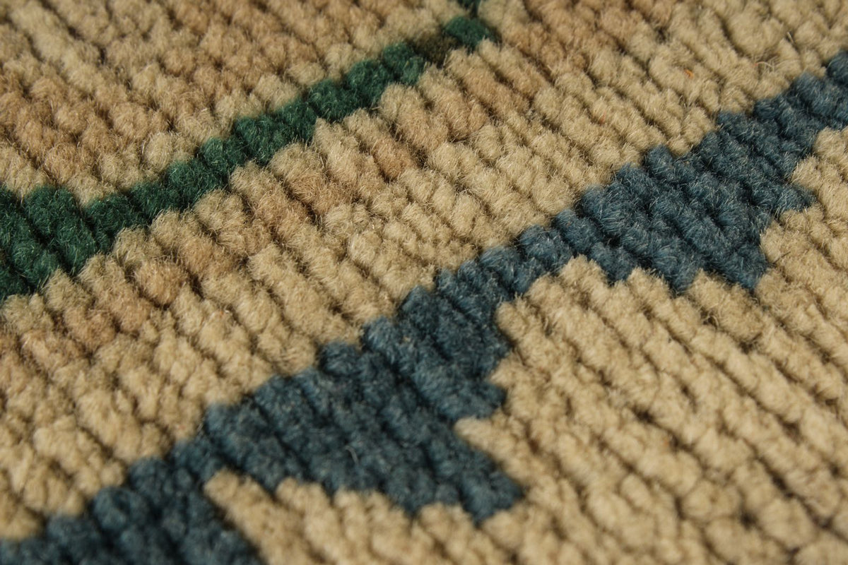 5x10 Blue and Ivory Turkish Tribal Rug