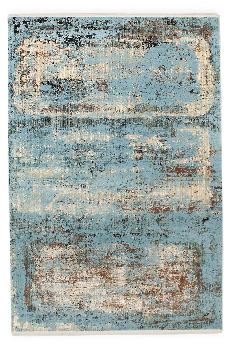 5x8 Blue and Beige Turkish Antep Rug