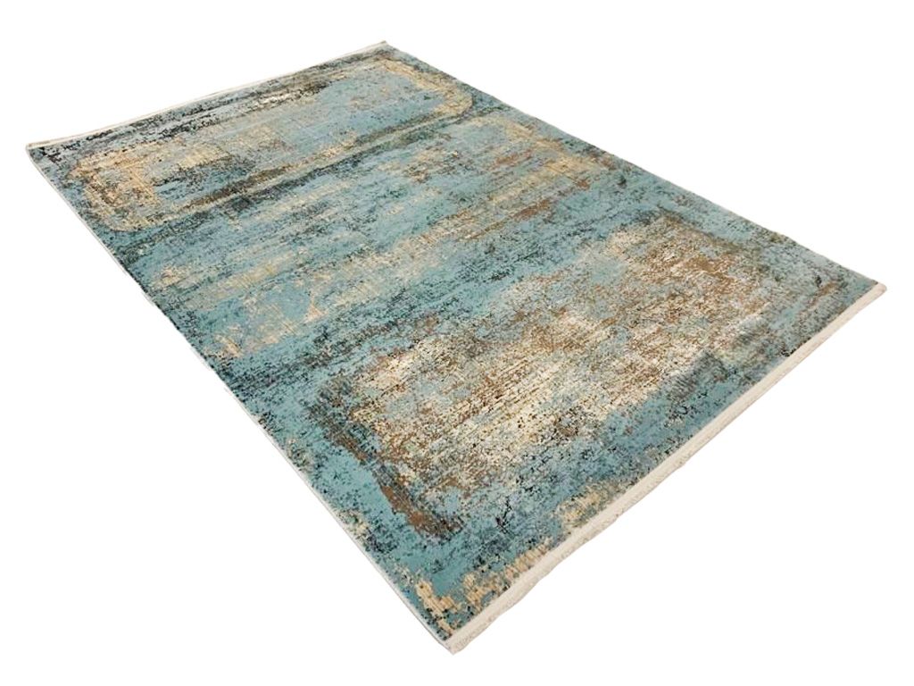 5x8 Blue and Beige Turkish Antep Rug
