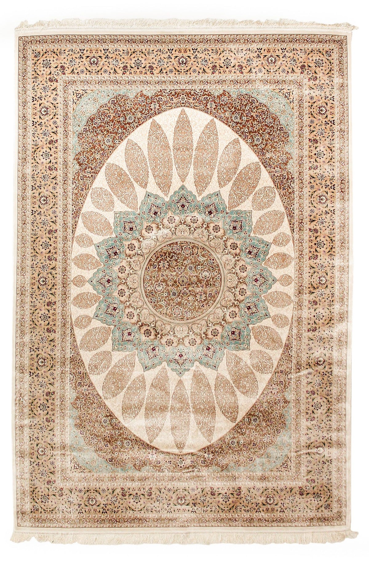 7x10 Beige and Blue Turkish Antep Rug