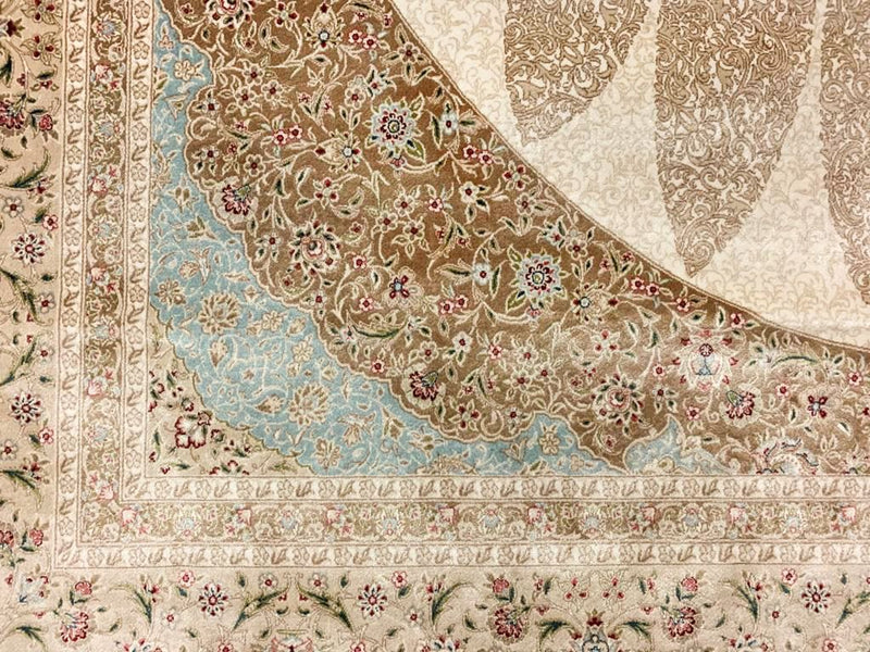 7x10 Beige and Blue Turkish Antep Rug