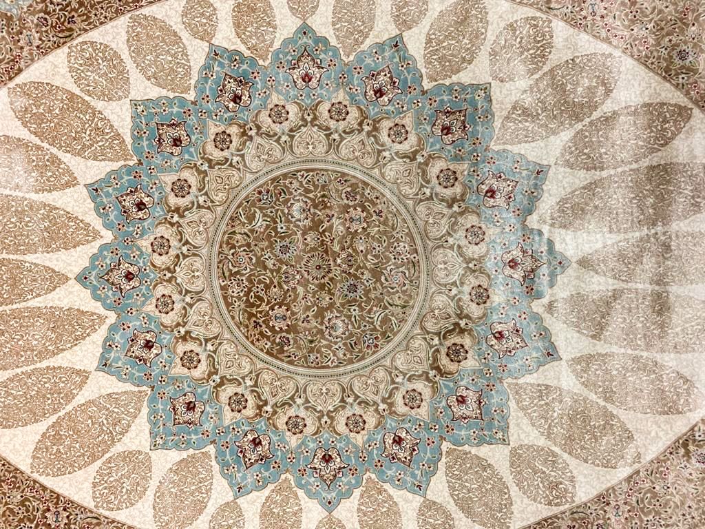 7x10 Beige and Blue Turkish Antep Rug