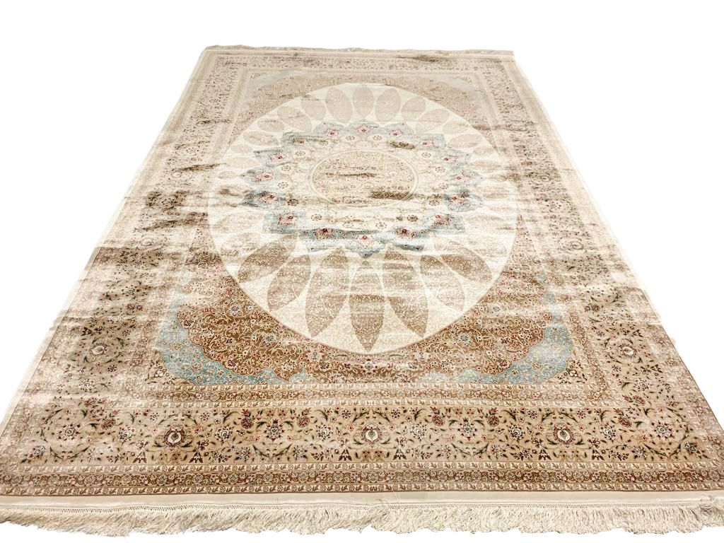 7x10 Beige and Blue Turkish Antep Rug