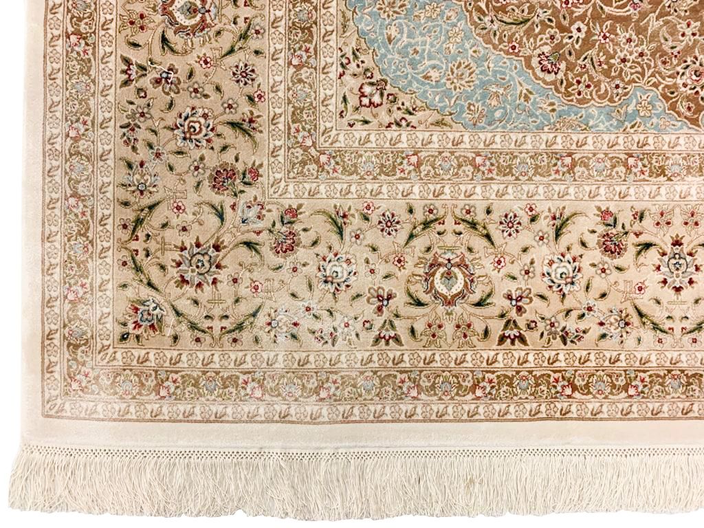7x10 Beige and Blue Turkish Antep Rug