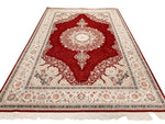 7x10 Red and Ivory Turkish Antep Rug