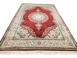 7x10 Red and Ivory Turkish Antep Rug