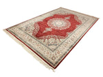 7x10 Red and Ivory Turkish Antep Rug