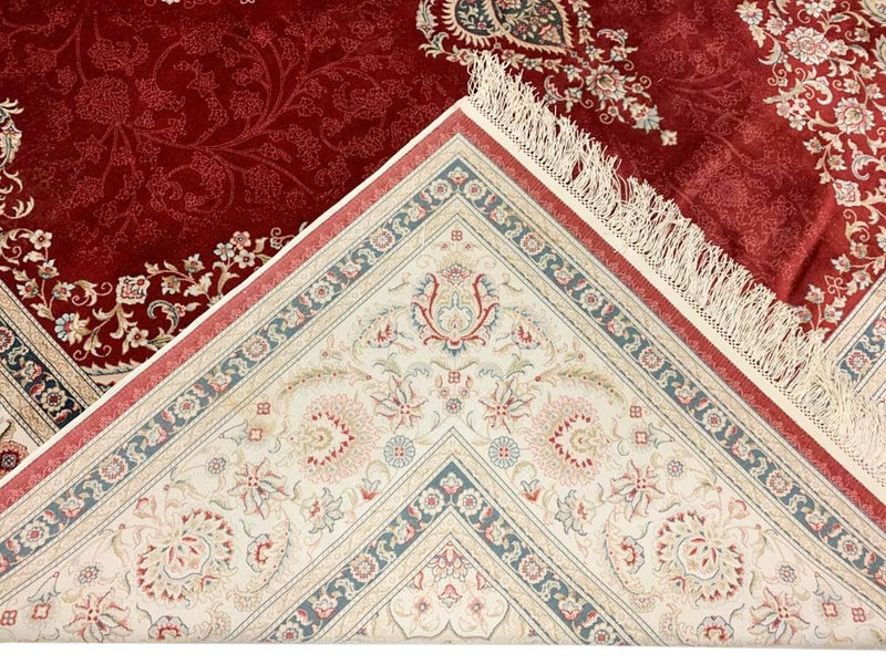 7x10 Red and Ivory Turkish Antep Rug