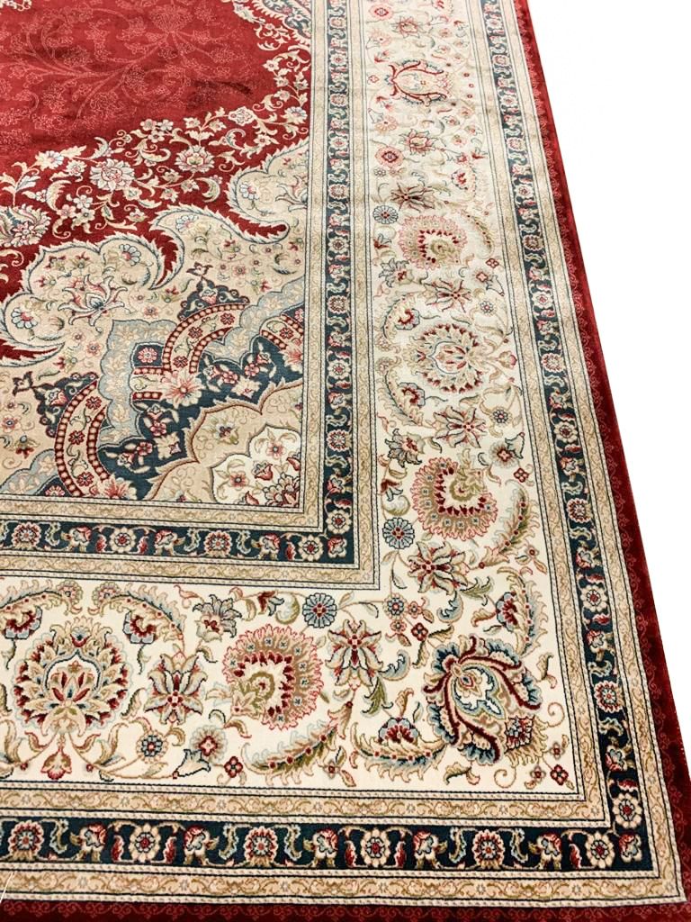 7x10 Red and Ivory Turkish Antep Rug