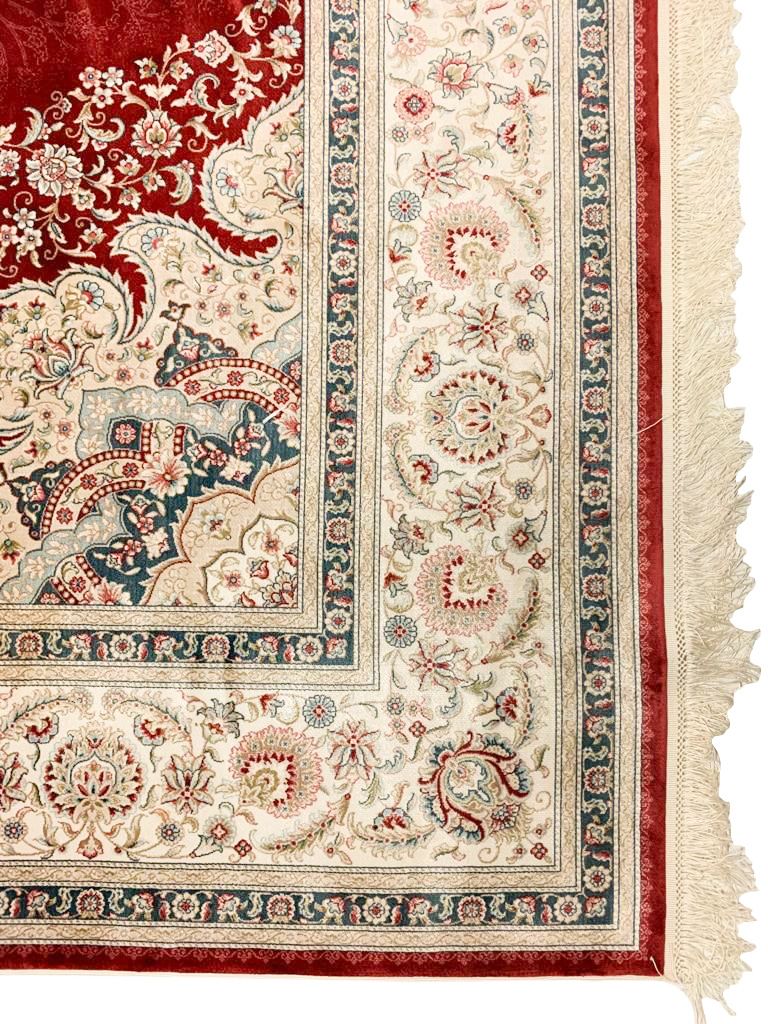 7x10 Red and Ivory Turkish Antep Rug