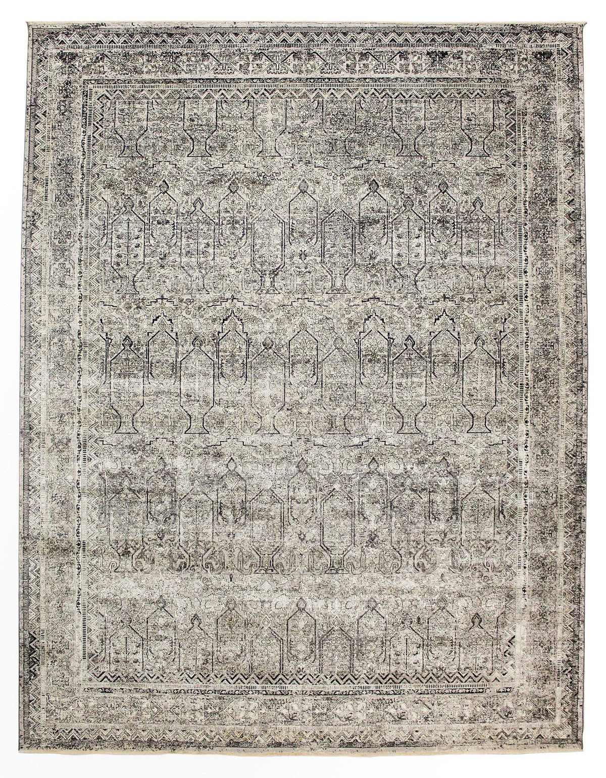 8x10 Gray and White Turkish Antep Rug