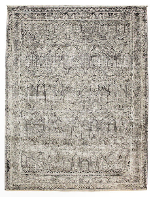 8x10 Gray and White Turkish Antep Rug