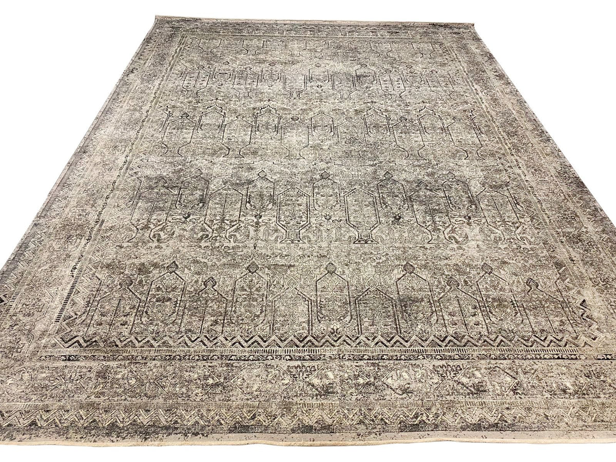 8x10 Gray and White Turkish Antep Rug