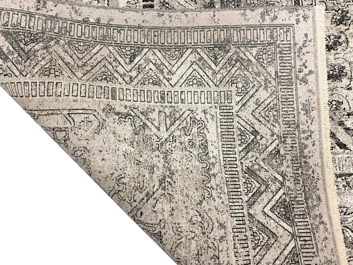 8x10 Gray and White Turkish Antep Rug