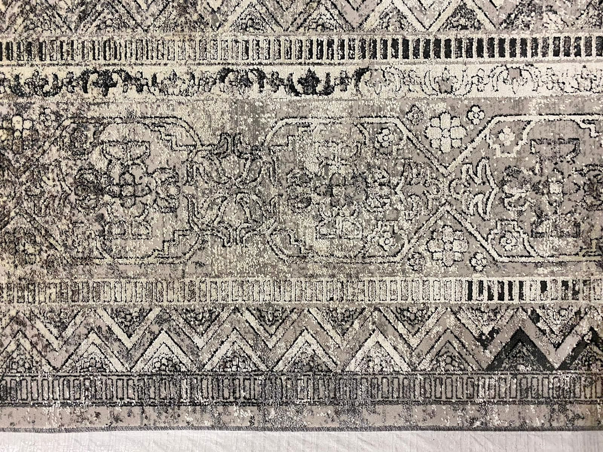 8x10 Gray and White Turkish Antep Rug
