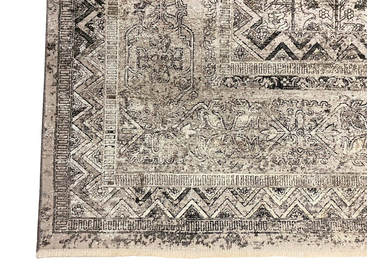 8x10 Gray and White Turkish Antep Rug