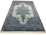 7x10 Navy and Off White Turkish Antep Rug