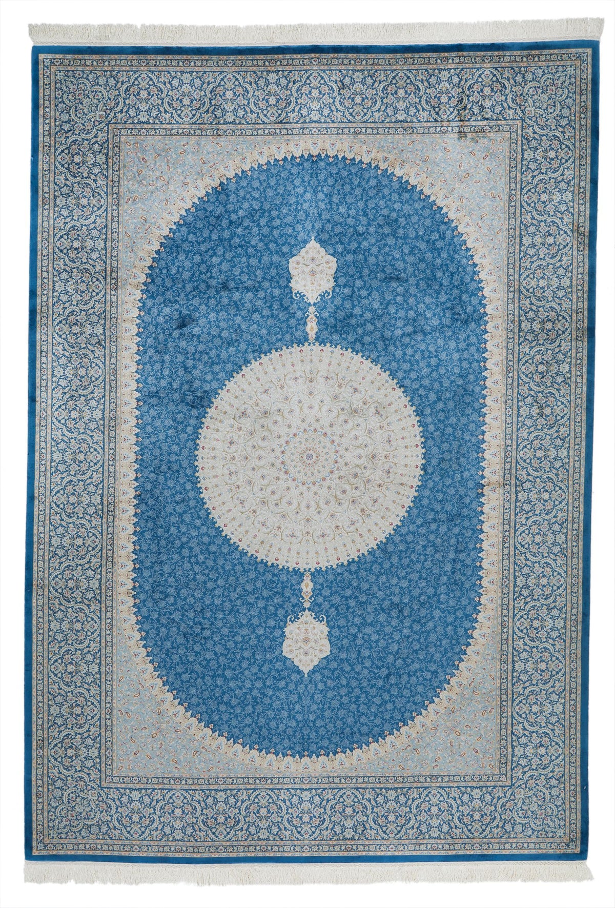 6x10 Ivory and Blue Turkish Antep Rug