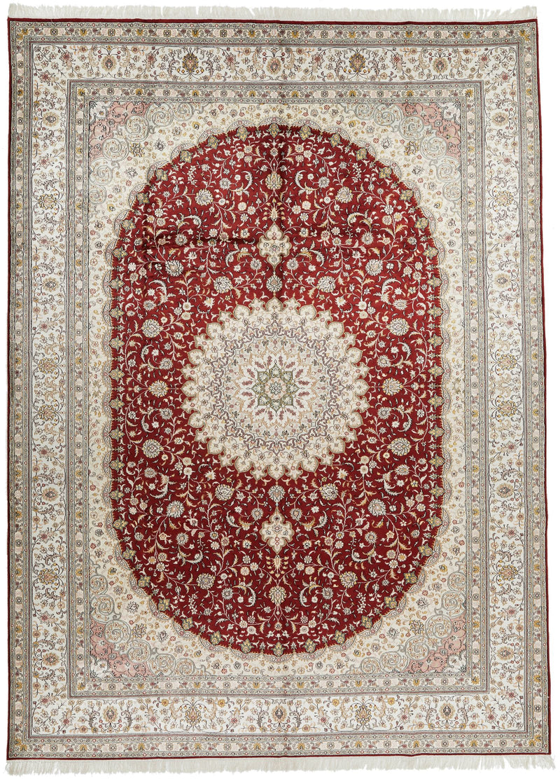 10x14 Red and Ivory Turkish Antep Rug