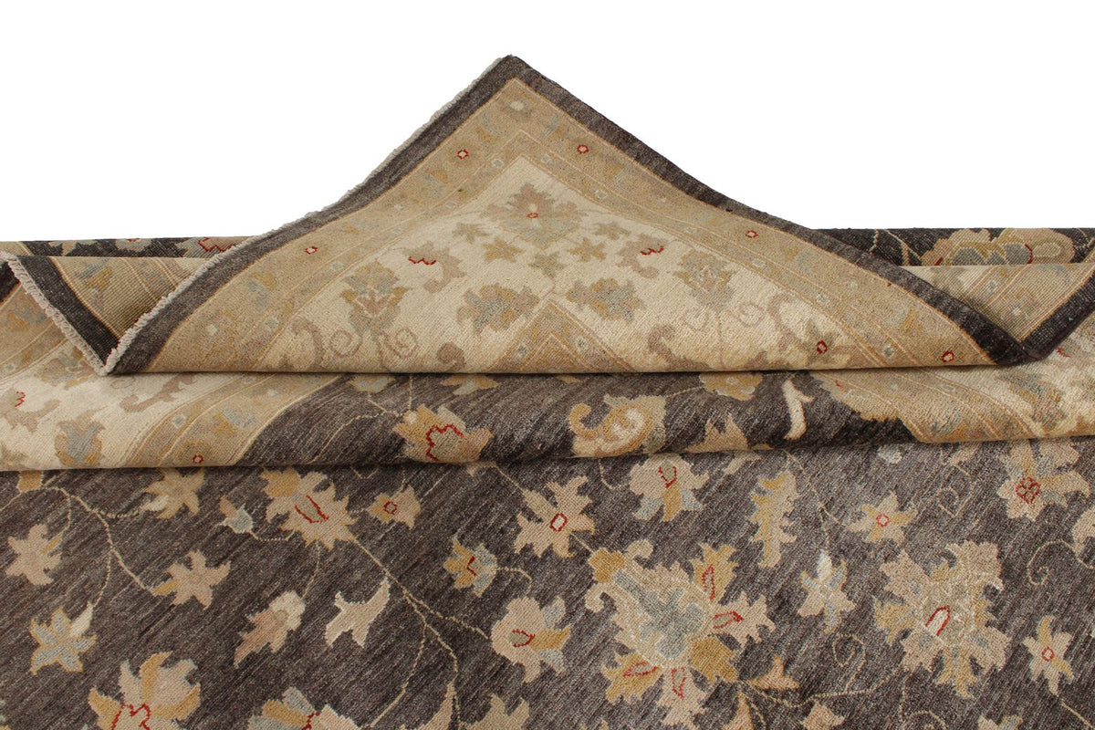 9x12 Gray and Ivory Turkish Oushak Rug