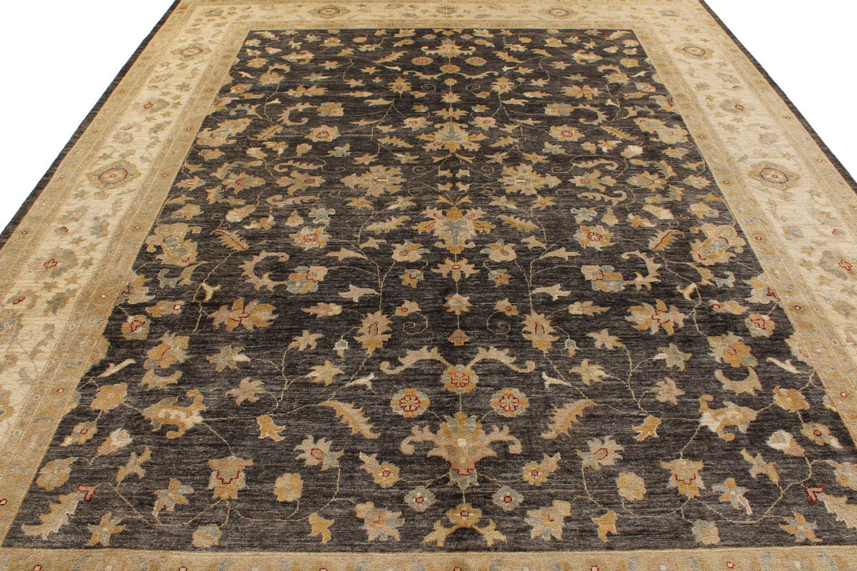9x12 Gray and Ivory Turkish Oushak Rug