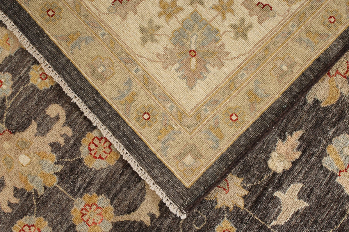 9x12 Gray and Ivory Turkish Oushak Rug