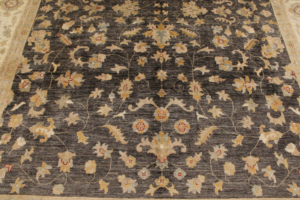 9x12 Gray and Ivory Turkish Oushak Rug