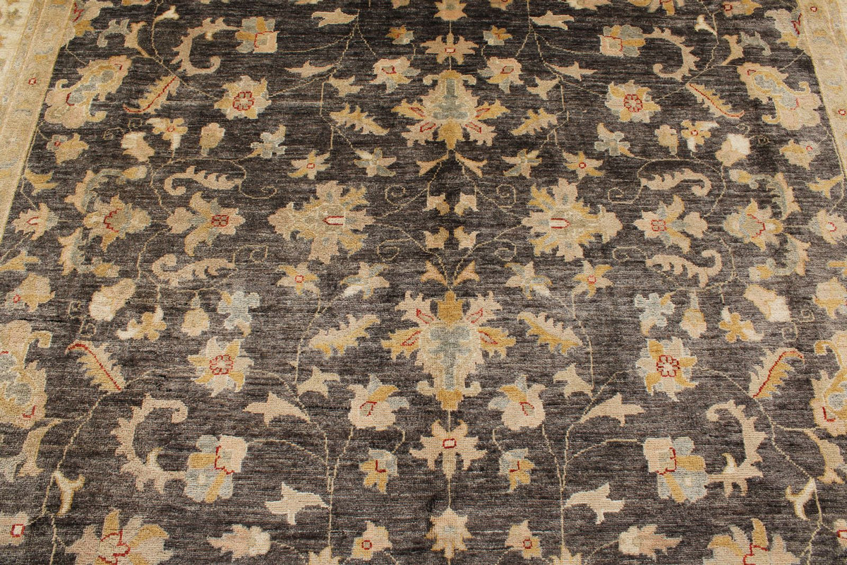 9x12 Gray and Ivory Turkish Oushak Rug