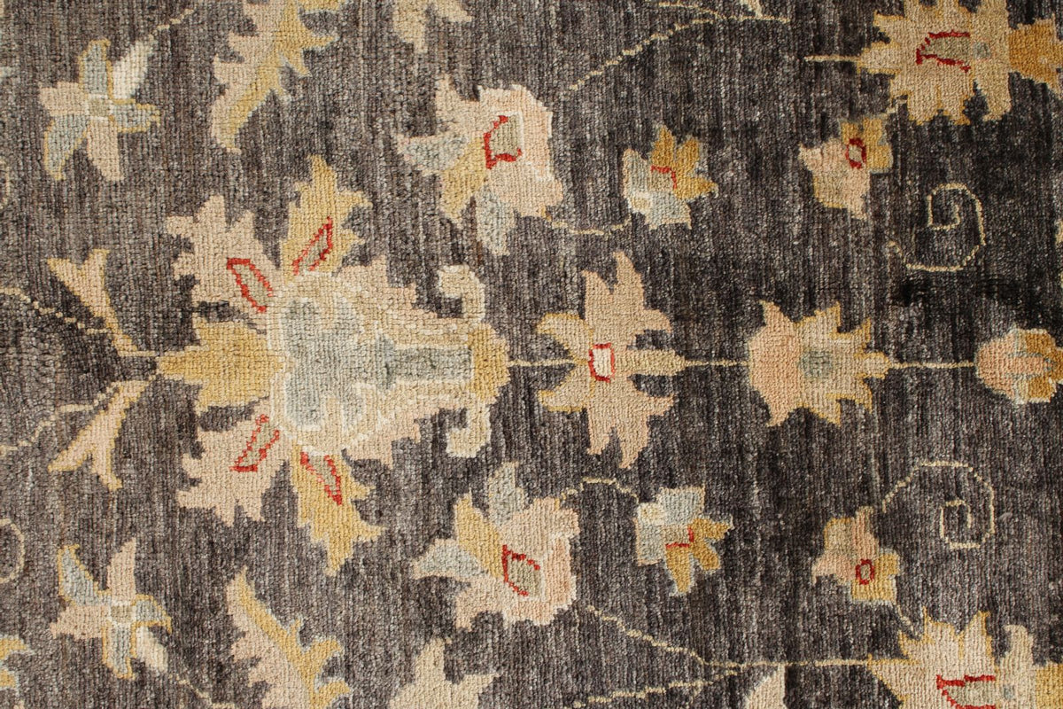9x12 Gray and Ivory Turkish Oushak Rug