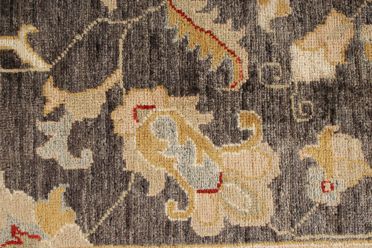 9x12 Gray and Ivory Turkish Oushak Rug