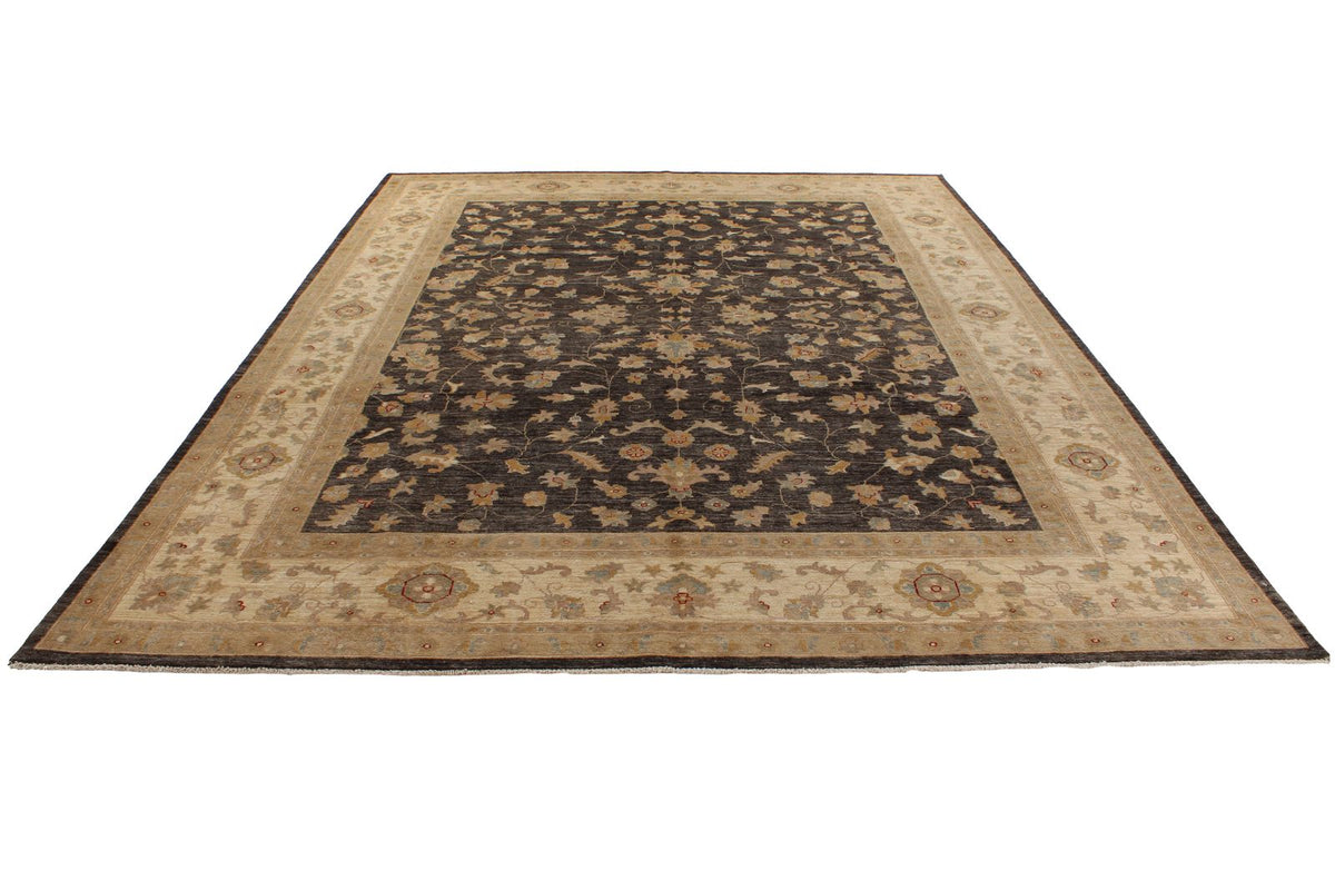 9x12 Gray and Ivory Turkish Oushak Rug