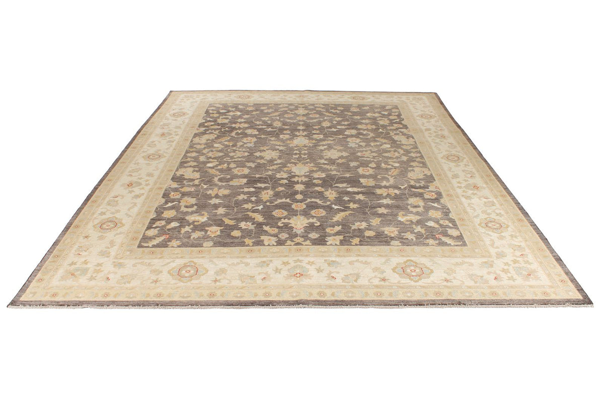 9x12 Gray and Ivory Turkish Oushak Rug