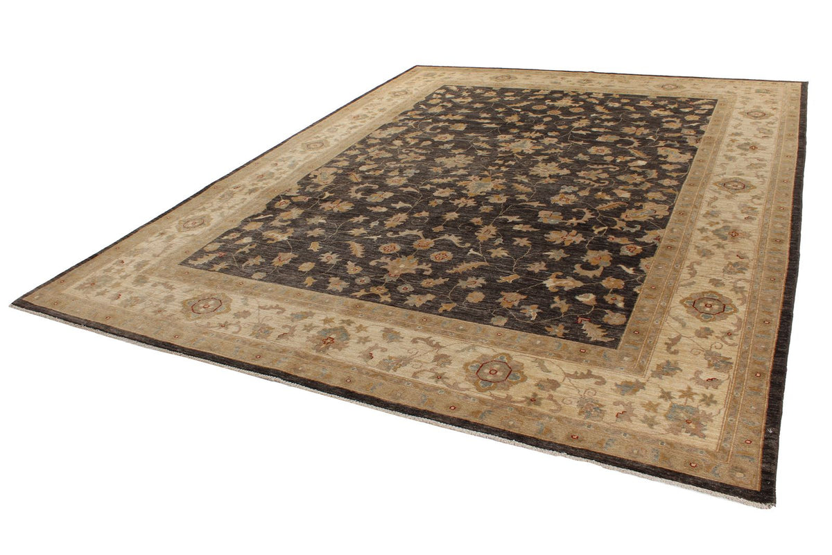 9x12 Gray and Ivory Turkish Oushak Rug
