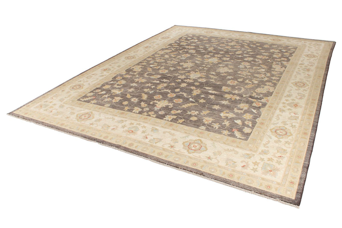 9x12 Gray and Ivory Turkish Oushak Rug