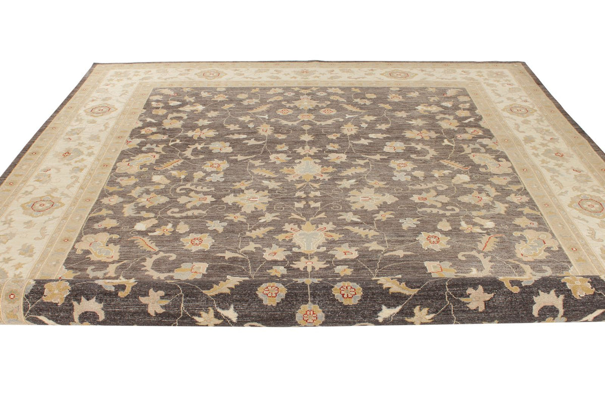 9x12 Gray and Ivory Turkish Oushak Rug