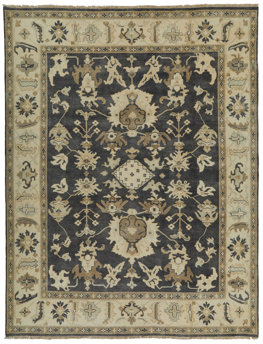 9x12 Gray and Ivory Turkish Oushak Rug