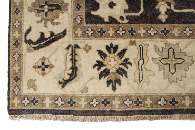 9x12 Gray and Ivory Turkish Oushak Rug