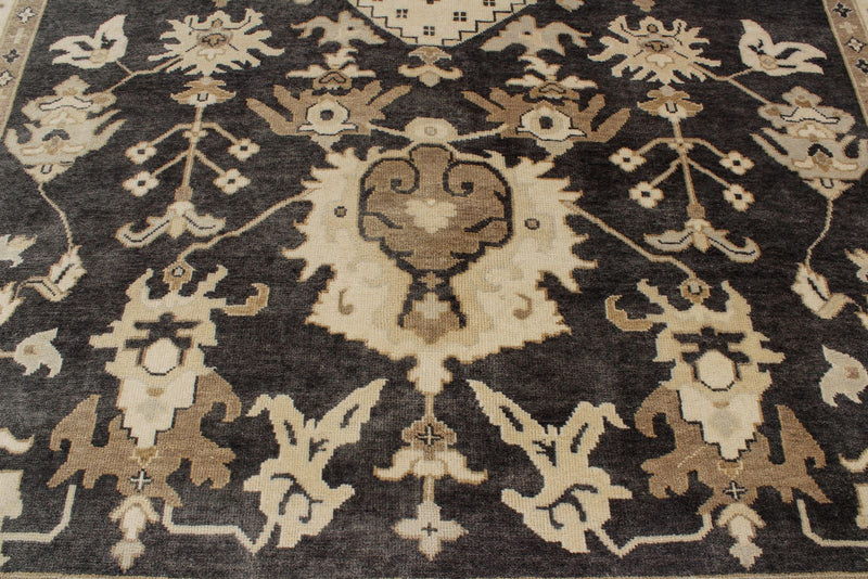 9x12 Gray and Ivory Turkish Oushak Rug