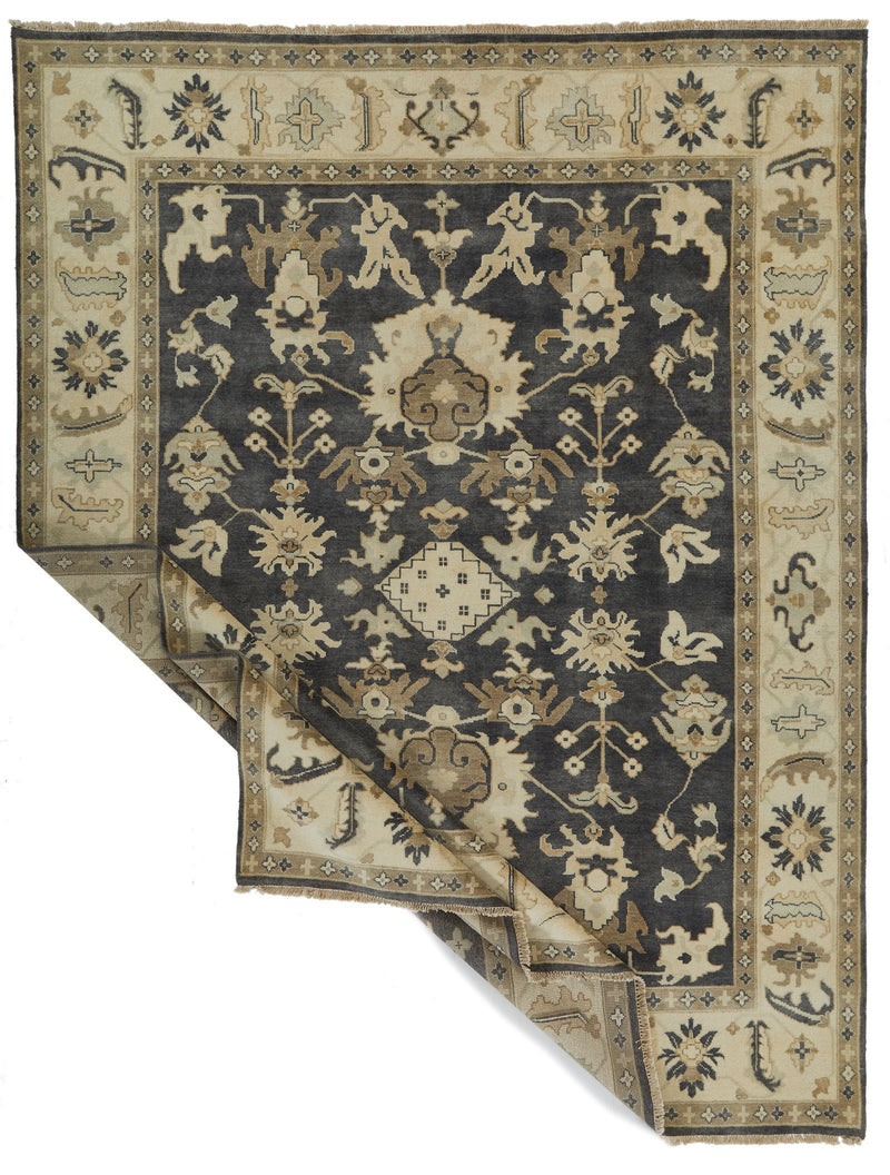 9x12 Gray and Ivory Turkish Oushak Rug